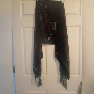 Burnt Out Velvet Scarf With Fring 19X65